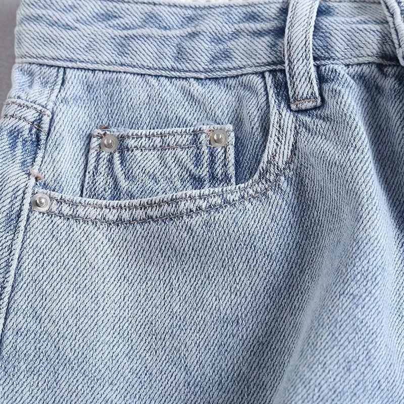 Elmsk Ins Blogger High Wasit Harem Denim Shorts Women Fashion Vintage Washed Lace Bermuda Loose Short Women