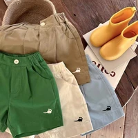 children shorts 2022 summer fashion embroidered boys and girls cotton shorts baby waist buckle short pants toddler leggings