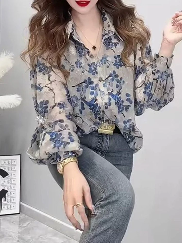 Модные женские рубашки с длинными рукавами больших размеров новинка весны 2024