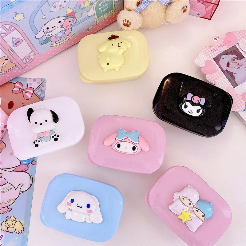 

Kawaii Cartoon My Melody Kuromi Littletwinstars Macaron Color Soap Box Dormitory Home Portable Draining Square Soap Box Gift