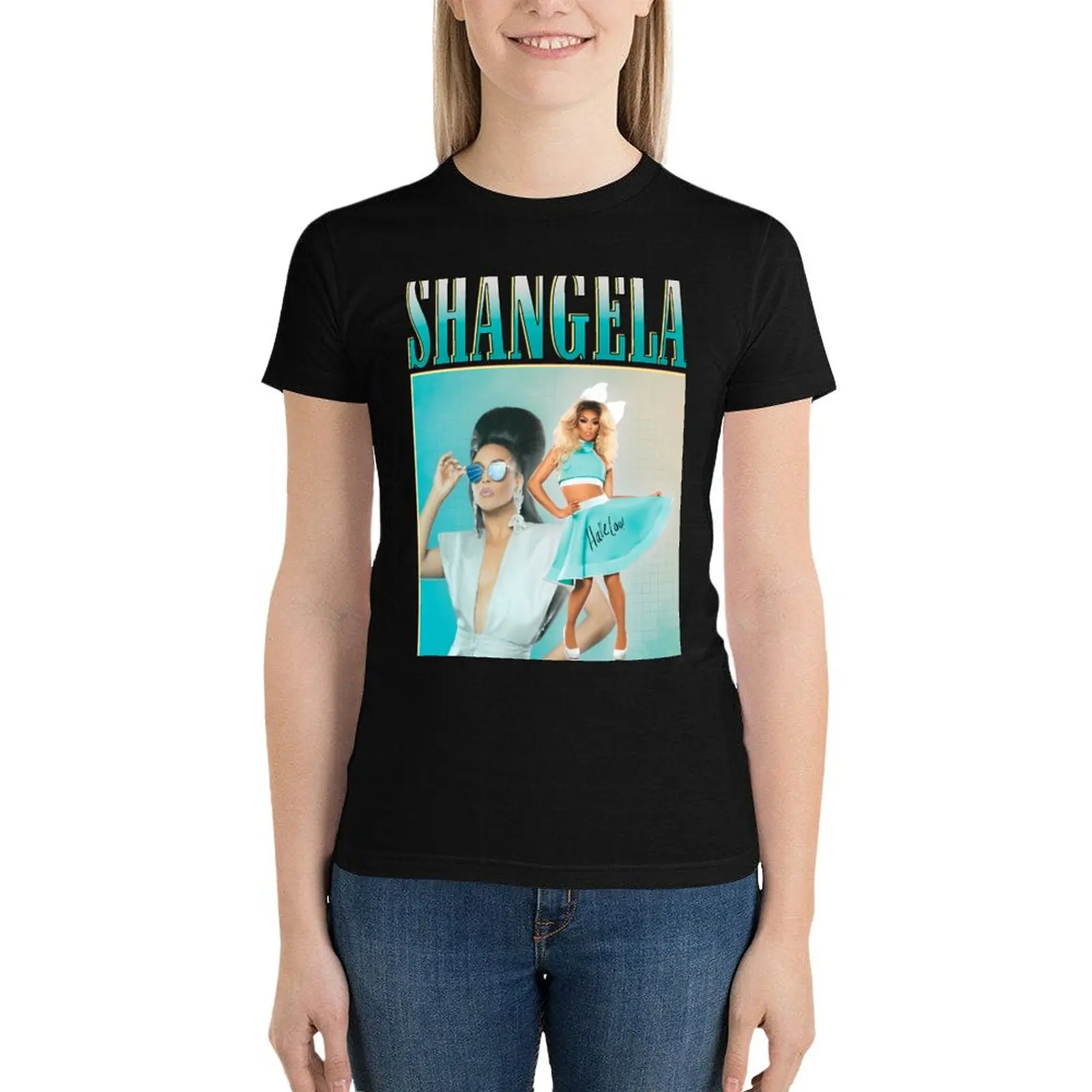 Shangela винтажная Ретро футболка с принтом животных для аниме одежда облегающие