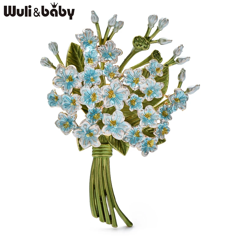 Фото Броши Wuli&baby с очаровательными цветами для женщин, 3 цвета, красивые эмалевые броши в виде растений, для вечеринок, офиса, одежды, подарки №3
