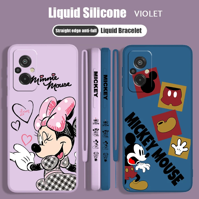 

Cool Disney Mickey For Redmi 12C 11A 10C 10X 9T 9C 9AT 9A 8A Plus Prime Liquid Left Rope Silicone Phone Case