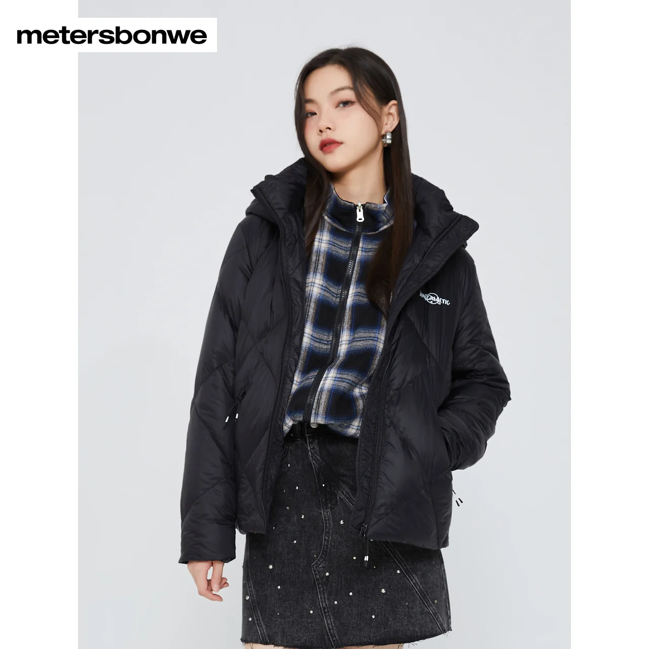 Metersbonwe Women Graphene Fabric Solid Color Warm Down Wear With Hooded 90%Duck Down Ultralight Thin Early Winter Down Jackets
