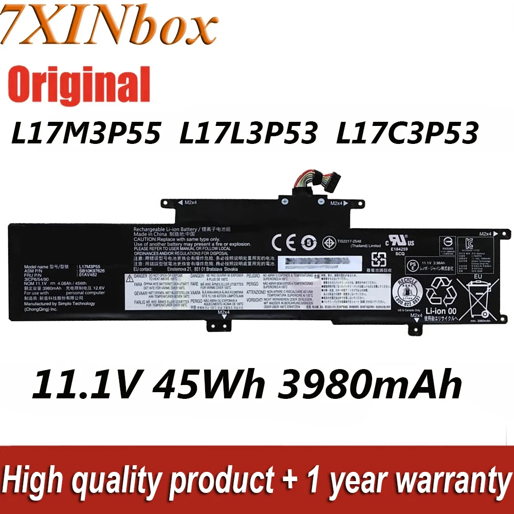 Аккумулятор для ноутбука Lenovo ThinkPad L380 S2 Yoga 3980 S2 3RD GEN серии 7XINbox L17M3P55 11,1 мАч L17L3P53 L17C3P53 2018 в