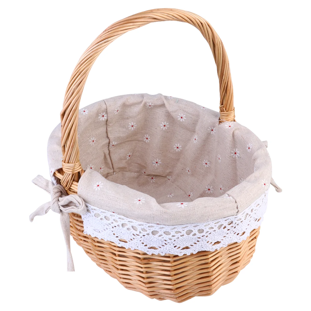 

Basket Storage Picnic Rustic Rattan Woven Flower Wicker Portable Handle Pastoral Style Totegirl Willow Hamper Baskets