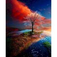 gatyztory colorful tree painting by numbers wall art picture canvas by numbers handpainted for home decors gift