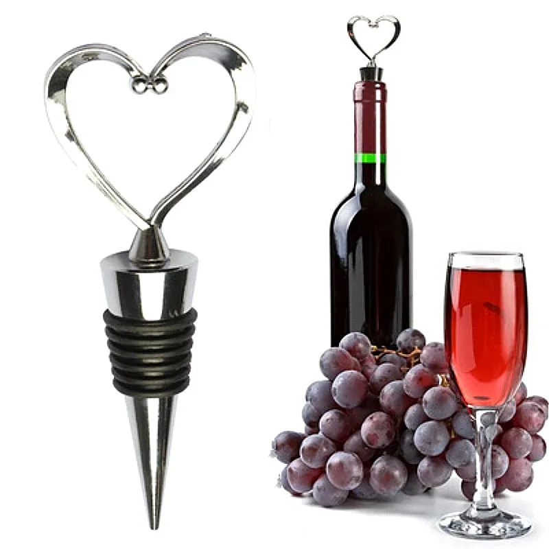 

Newest Elegant Heart Shaped Red Wine Champagne Wine Bottle Stopper Valentines Wedding Gifts