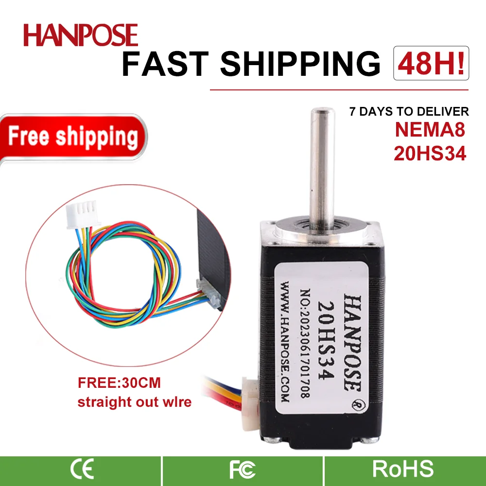 Шаговый двигатель для рекламных инструментов Nema8 20HS34 0 8A 21mN.m 34 мм 20 серии 12 В