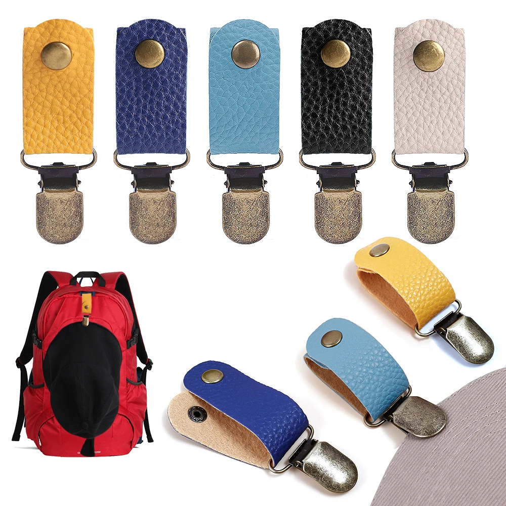

PU Leather Hat Clip on Bag Hat Holder for Travel Hat Keeper Clip Outdoor Camping Hiking Multifunctional Duck Clip for Adult Kids