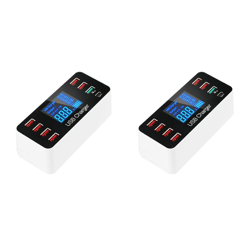 

USB Quick Charger 40W 8-Port LED Display Quick Charge 3.0 Fast Charger Desktop Charging Station For Iphone Ipad