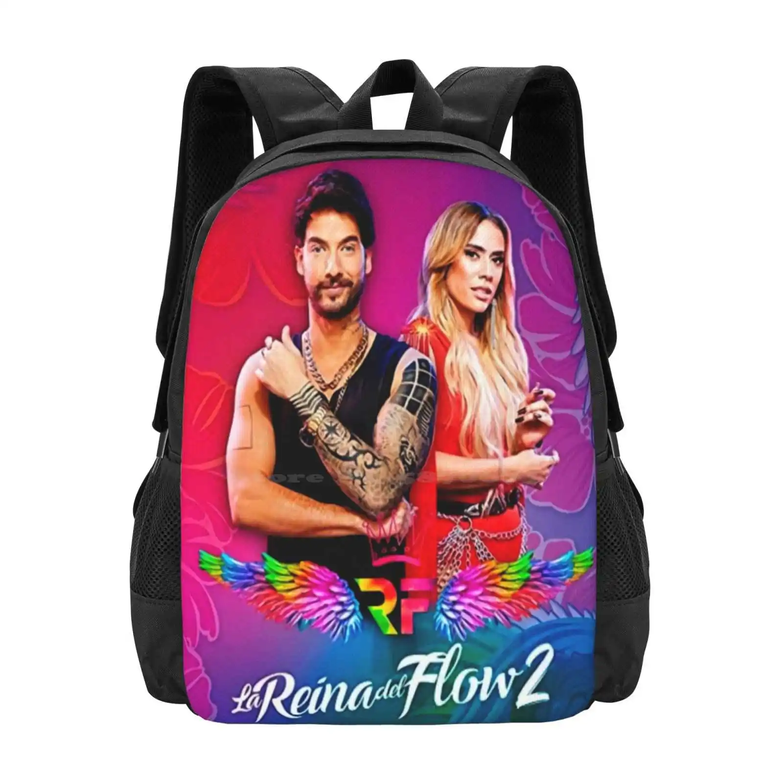 

La Reina Del Flow Large Capacity School Backpack Laptop Bags Cool Retro Vintage Classic Aesthetic Colorful Band Music Singer