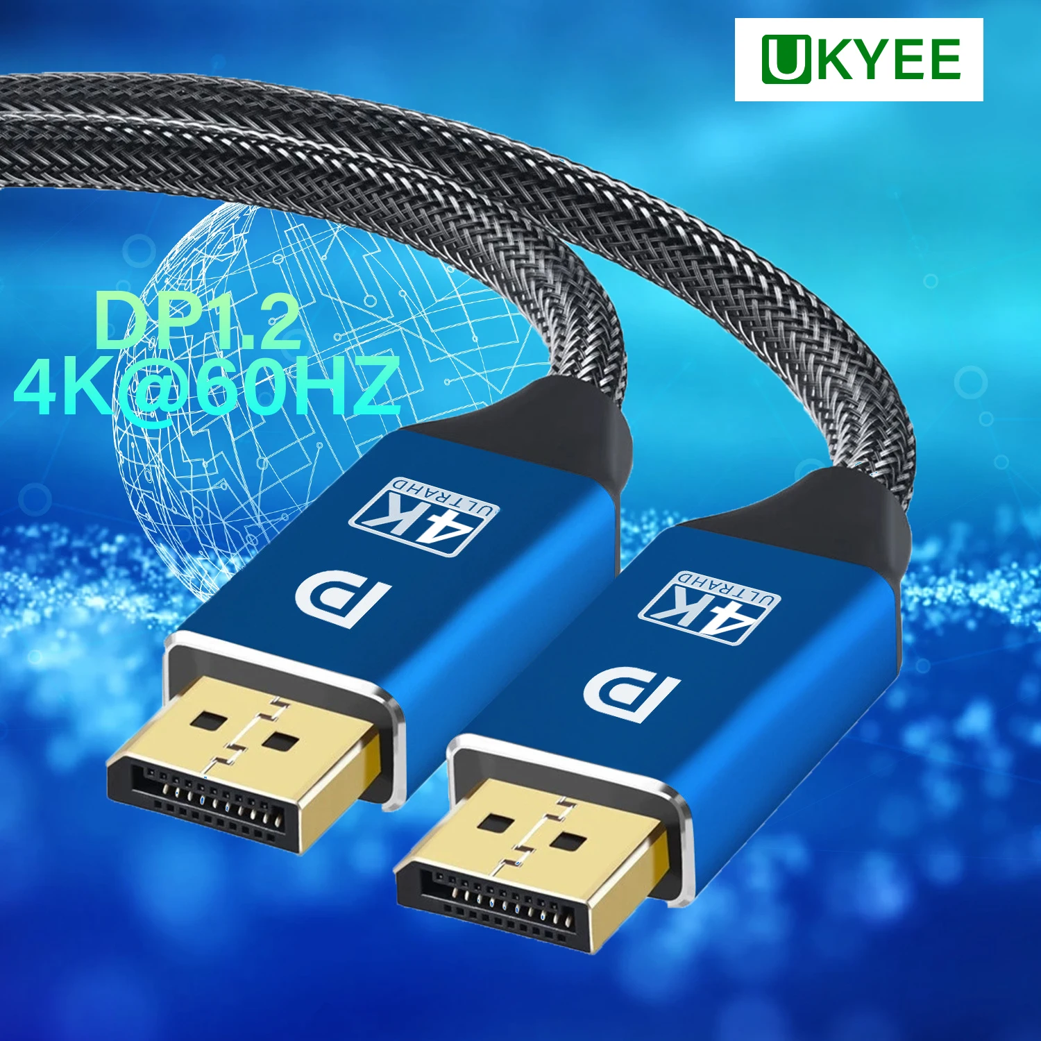 4K DisplayPort Cable 4K DP Cable Nylon Braided 4K@60Hz Ultra High Speed DP to DP Cable  for Laptop PC TV Gaming Monitor Cable