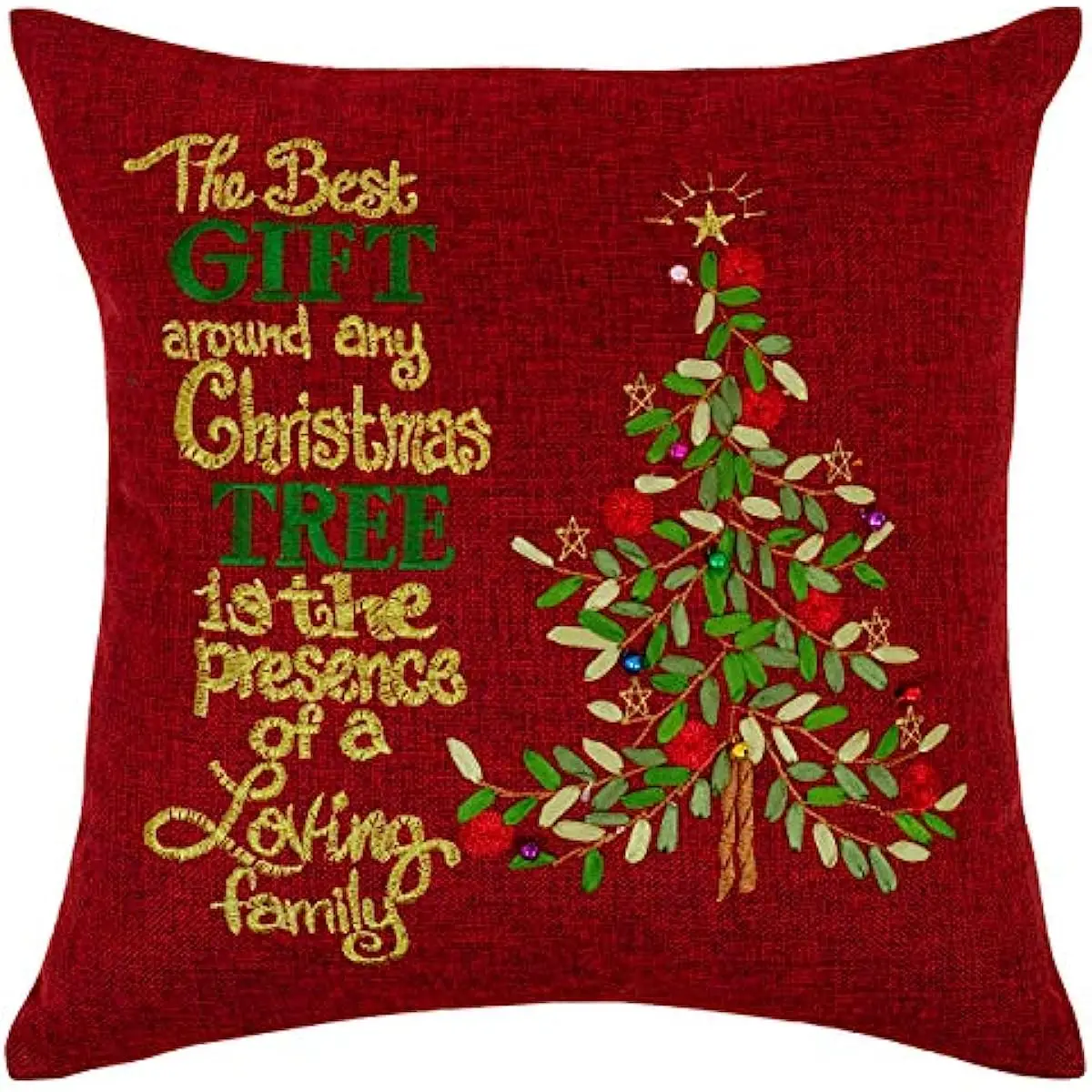 

Violet Linen Seasonal Bells Decorative Embroidered Christmas Cushion Cover