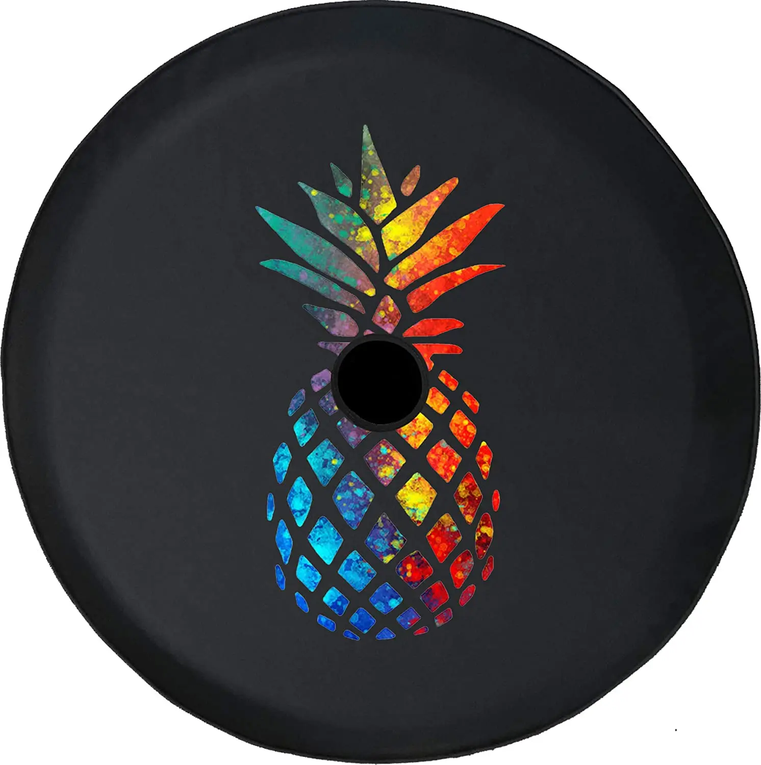 

JL Spare Tire Cover Multicolor Pineapple Fruit Off Road Adventure 4x4 (Fits: JL Accessories 2018-21 Rear Camera Hole) Size 33 in