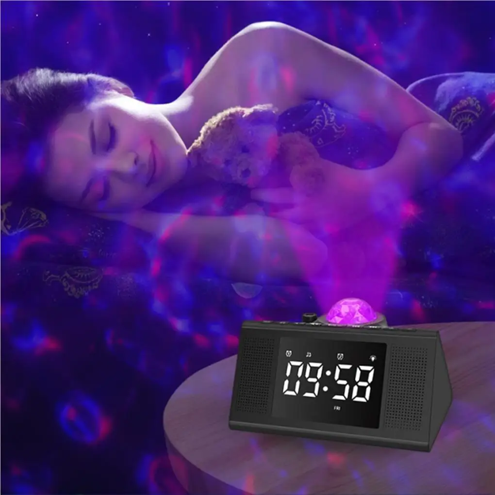 

Clock Smart Intelligent Projection Lamp with Bluetooth-compatible Speaker Digital Alarm Clocks Sleep Aid FM Radio Clock