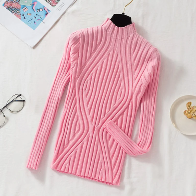 

Осенний вязаный свитер, Женский пуловер с длинным рукавом, деловой женский джемпер, свитер, облегающие однотонные свитера FDC3330