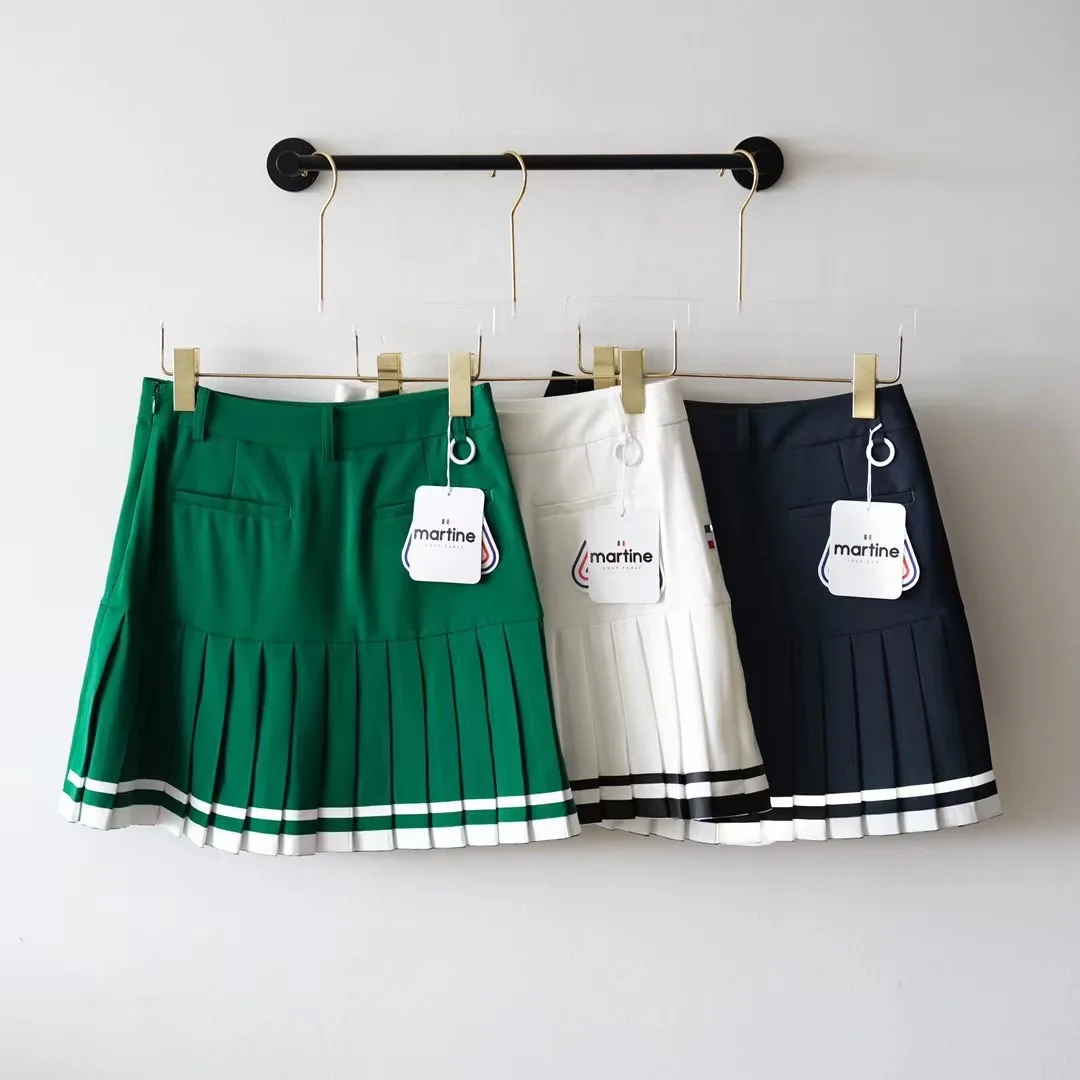 2023 Golf uniform Women's casual skirt Autumn comfortable fashion pleated skirt Outdoor sports Green white golf skirt