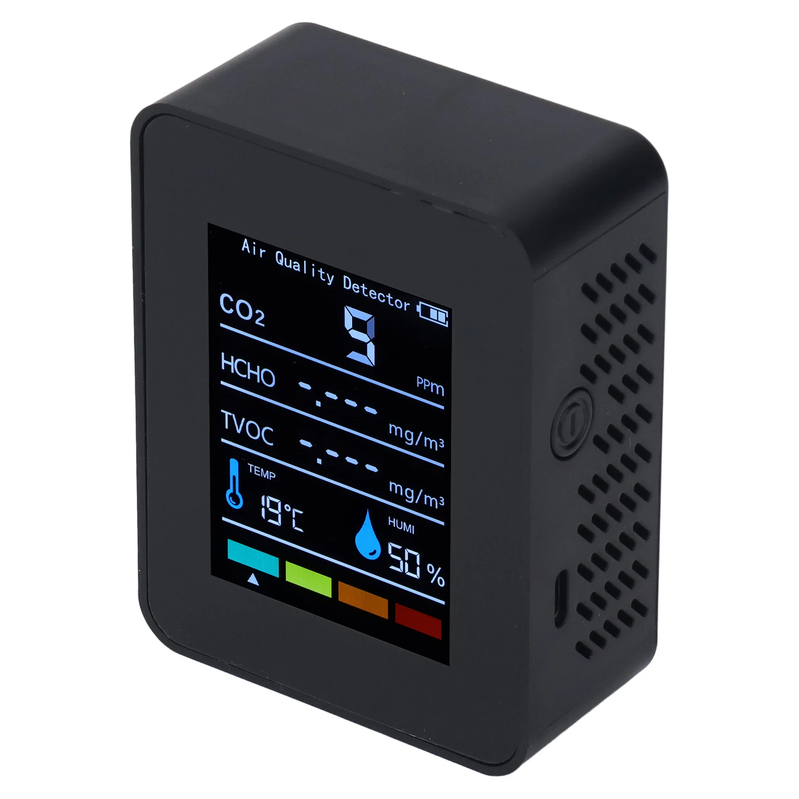 CO2 TVOC HCHO Meter Детектор Черный детектор углекислого газа LCD Измеритель температуры и