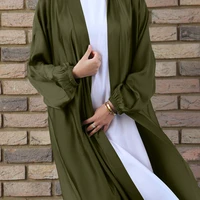 kaftan bubble satin dress for women islam clothing tukey kimono femme turkey eid muslim open abayas dubai ramadan hijab dress
