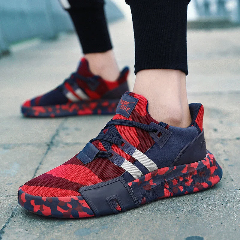 

Мужские кроссовки с высоким верхом, повседневная камуфляжная сетчатая дышащая уличная спортивная обувь, Легкие беговые кроссовки на толст...