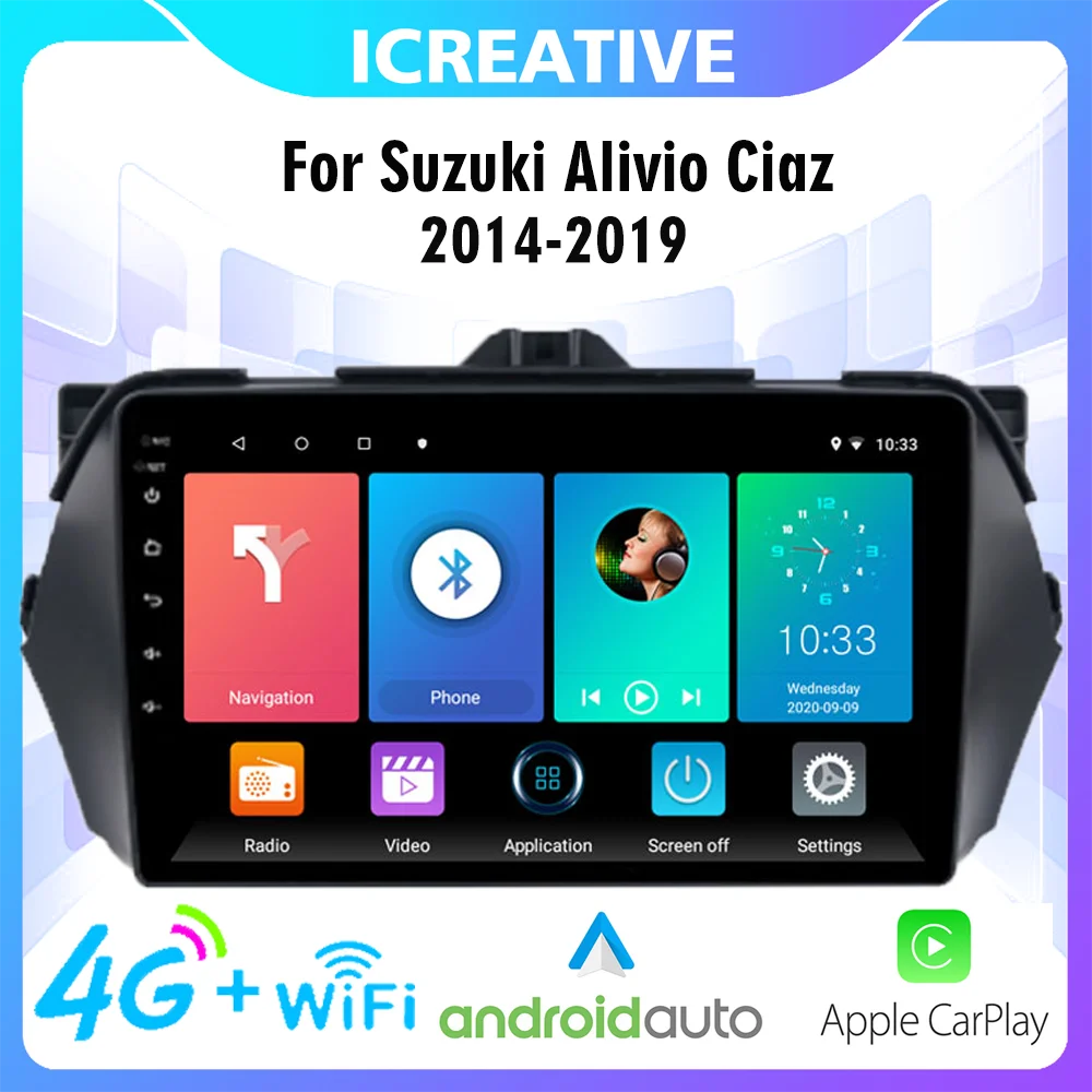 

Car Multimedia Player 9" 2.5D 2 Din Android 4G Carplay Navigation GPS For Suzuki Alivio Ciaz 2014-2019 Head Unit Stereo