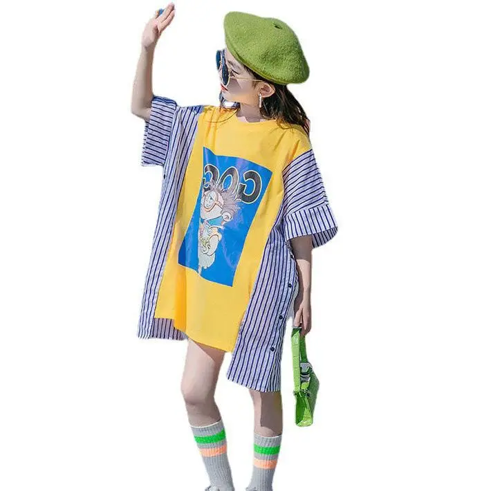 Дешевые Детские платья для подростков новинка 2022 детское платье в полоску с