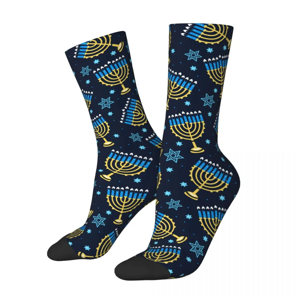 

Носки Happy hanukka с узором, мужские и женские повседневные носки Menorah, традиционные свечи, носки в стиле Харадзюку на весну, лето, осень и зиму