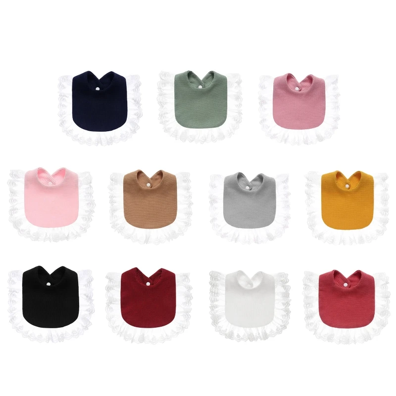 

11 Colors Baby Macrame Cotton Drooler Bibs With Cotton for Eating Bibs for Newborn Infant for Drooling with Lace