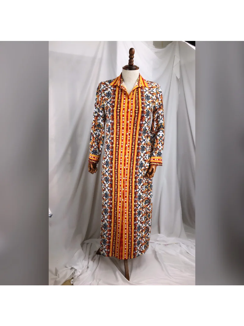 Новая модная рубашка с воротником Африканский шифон свободная длинная Дашики