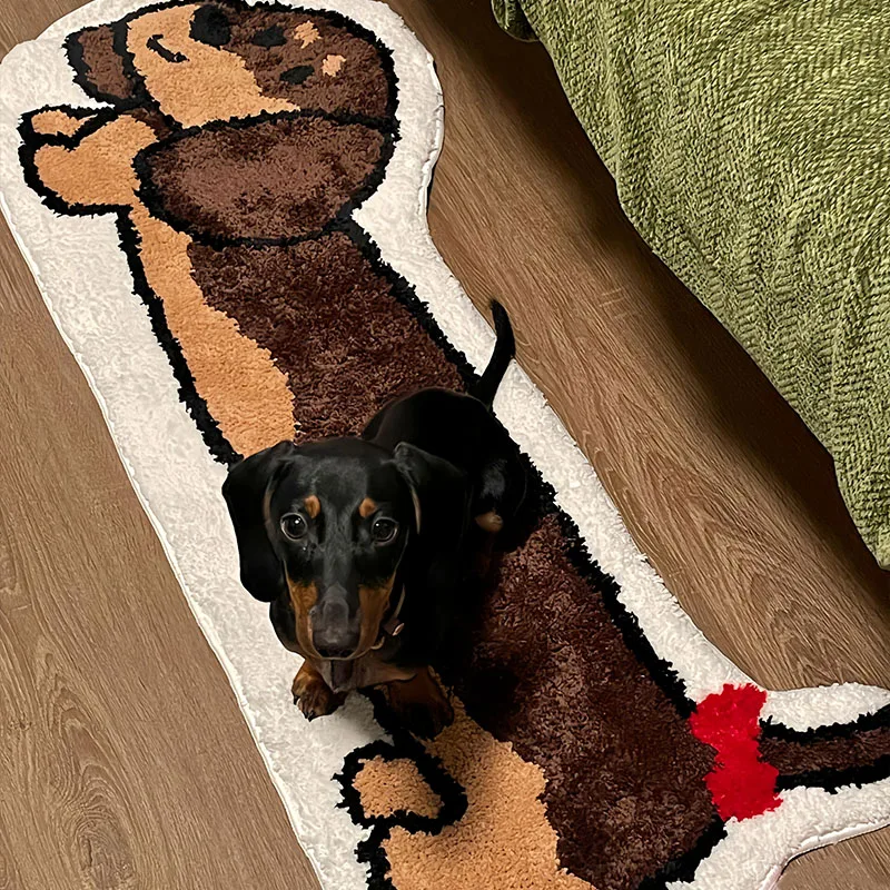Флокирующий ковер милый для сосисок спальни антигрязевой плюшевый домашний