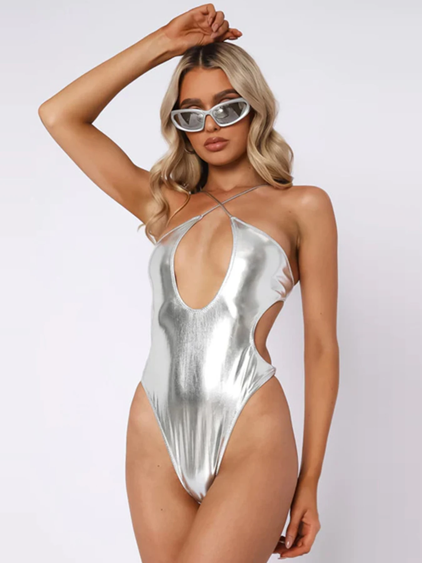 

2023 новый сексуальный бандажный купальник с лямкой на шее, Женский цельный купальный костюм, женский монокини с открытой спиной, горячая штамповка, купальный костюм, пляжная одежда для плавания
