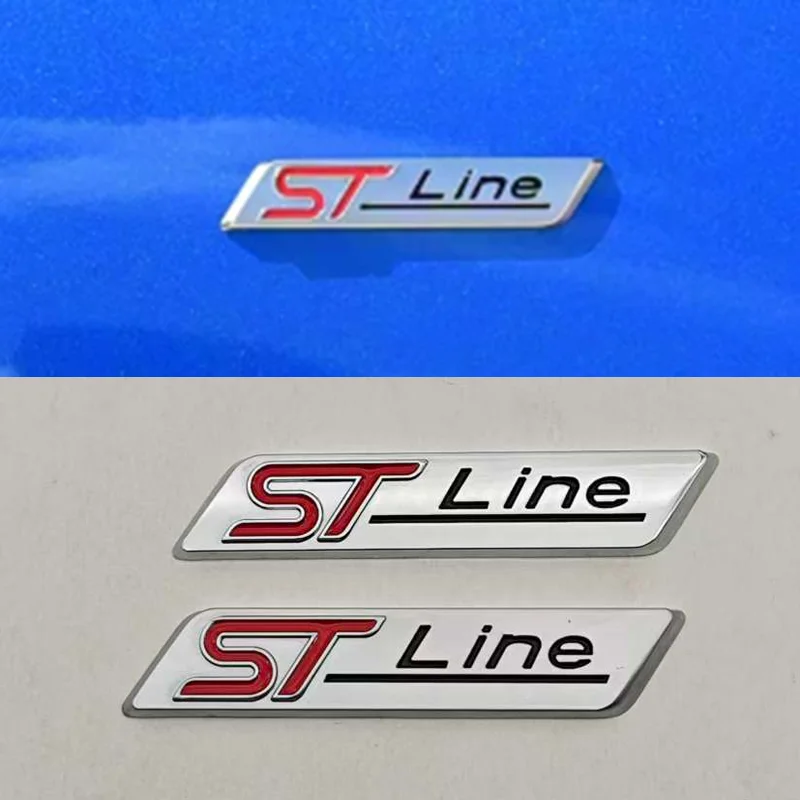 Фото 3D металлическая эмблема ST Line с логотипом в черном хроме и серебре для заднего багажника автомобиля, наклейка на боковое крыло для аксессуаров Ford Focus, Fiesta, Mondeo. №2