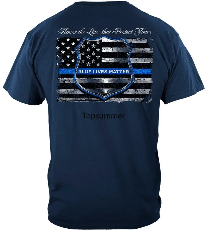

Blue Lives Matter Oversized T-Shirt Brand Mens Clothes Short Sleeve Streetwear Plus Size Top Tee