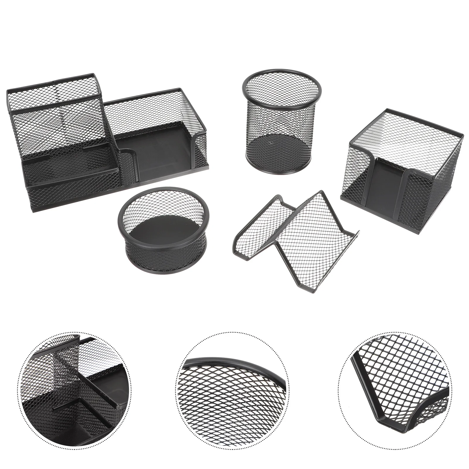 

5pcs Iron Sundries Storage Box Office Pen Storage Rack Hollow Design Storage Box