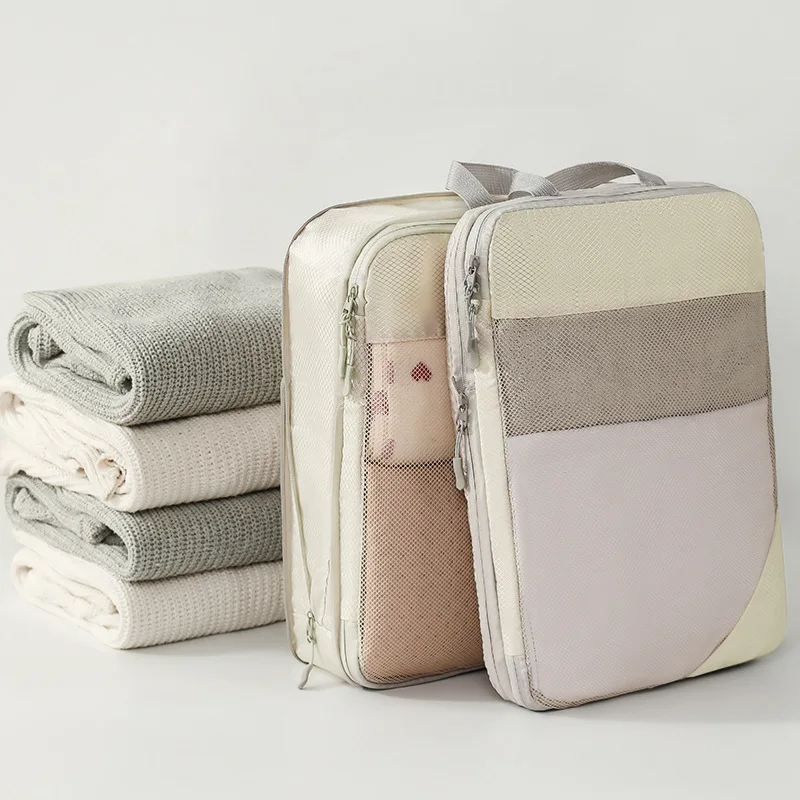 10PCS With Compression Portable Holiday Nylon Travel Waterproof Wear Resistant Storage Bag Packing Cube For Suitcase Organizer
