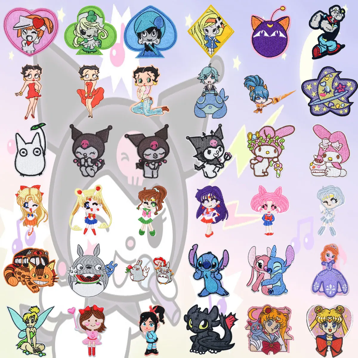 

Cute Cartoon Patch Clothes Decoration Kids Anime Cloth Patch Kulomi Embroidery Patches for Clothing Ironing Stickers Anime Logo