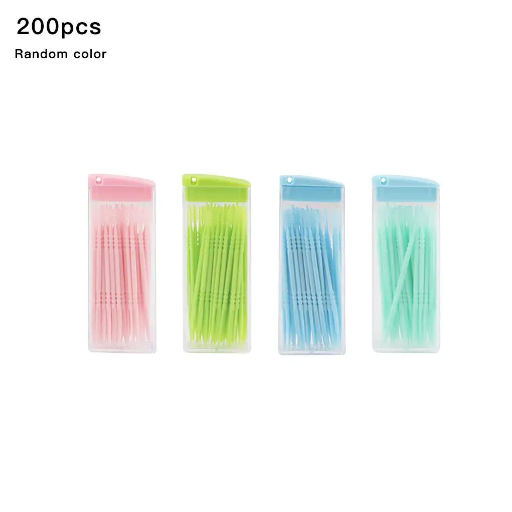

200pcs Double-sided Toothpicks Plastic Teeth Sticks Portable Oral Orthodontic Cleaning Tool, Color Random