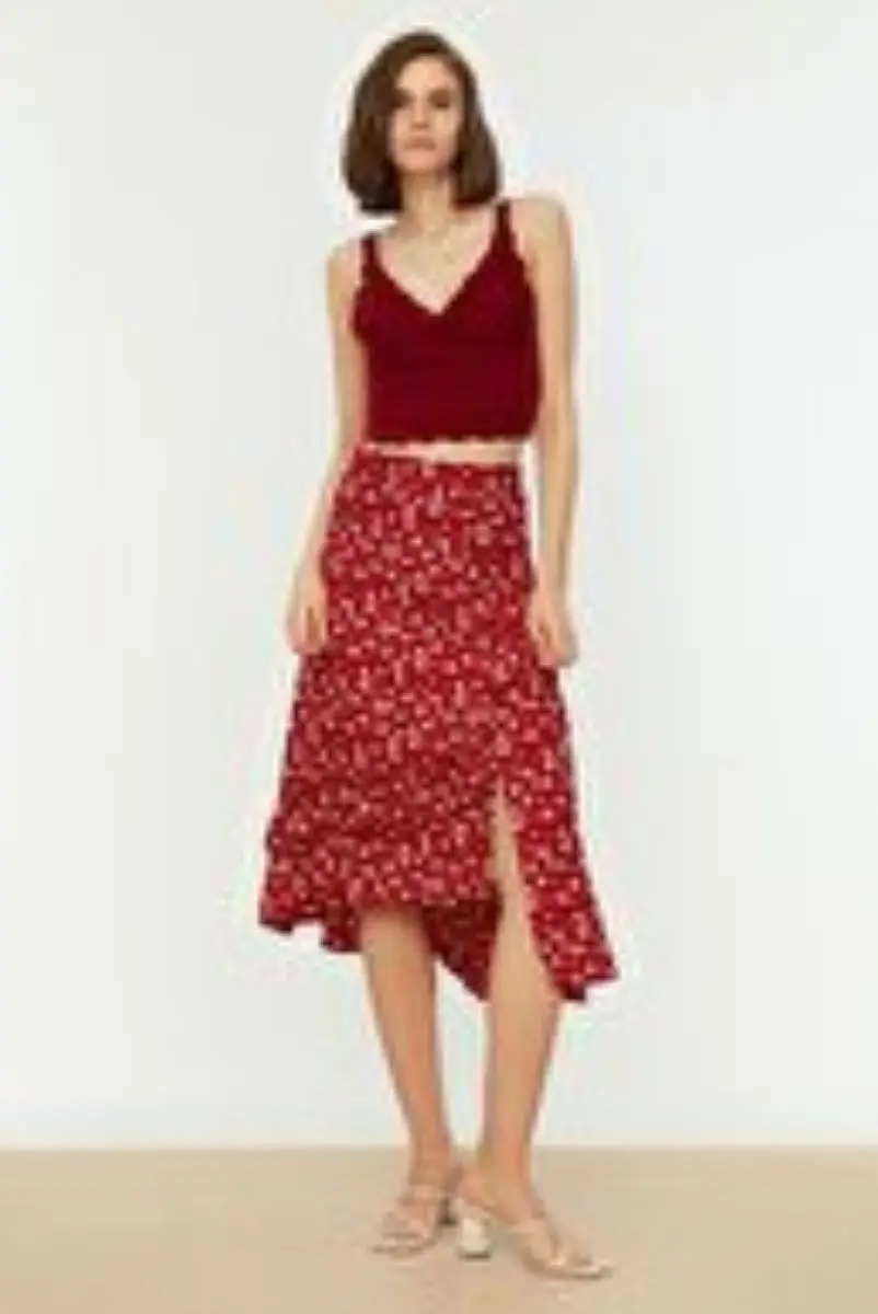 

Burgundy patterned skirt TWOSS20ET0341
