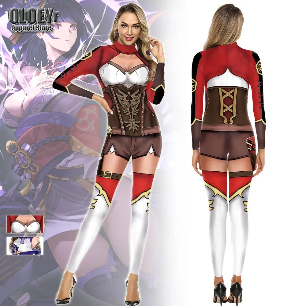 

Women Anime Genshin Impact Amber Keqing 3D Printing Jumpsuit Adult Halloween Cosplay Costumes Party Role Playing Dress Up Outfit