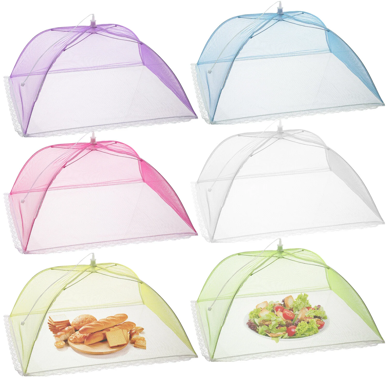 

6 Pcs Tent Umbrella Food Cover Outdoor Vegetable Galvanized Steel Wire Protector Mesh Tents