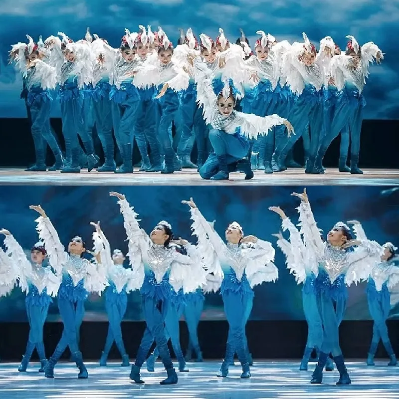 Детский костюм синей птицы для девочек одежда выступлений фестивалей и танцев с