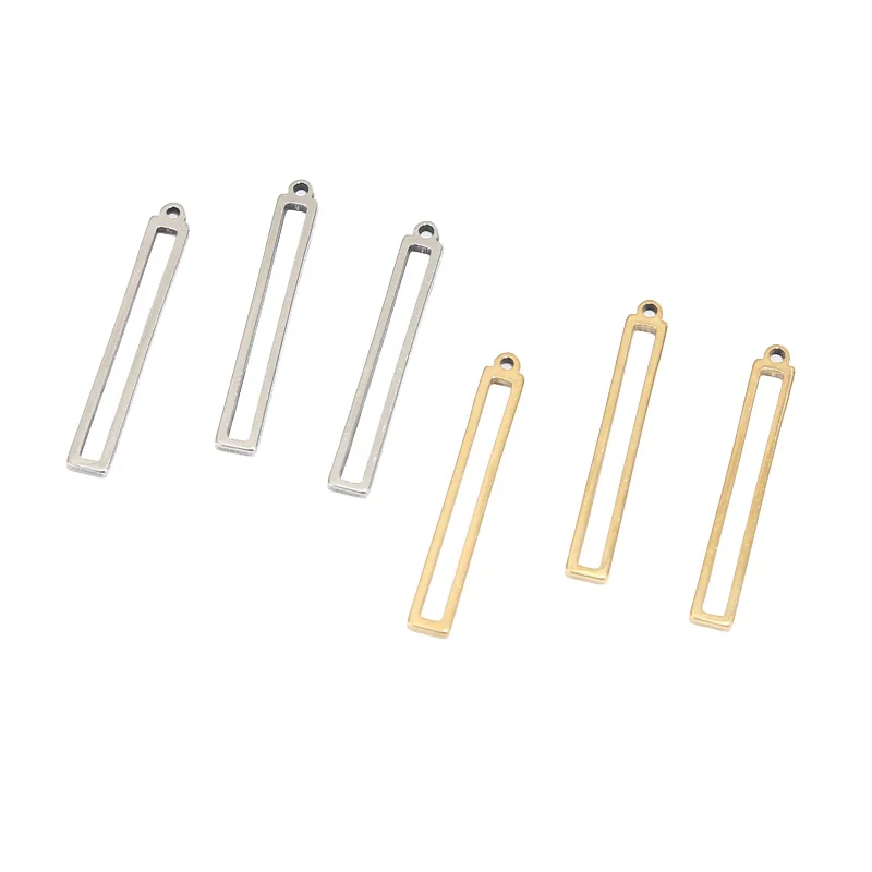 

20pcs Stainless Steel 5*32mm Rectangle Pendants Charms Connectors For DIY Jewelry Necklaces Bracelets Making Findings