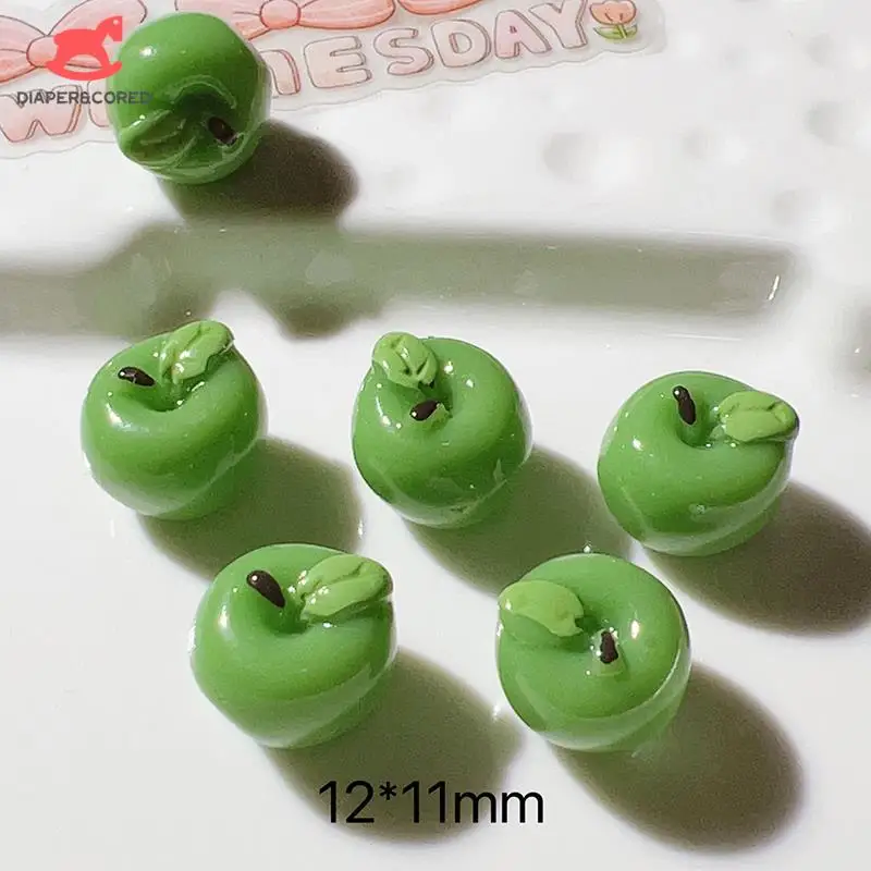 

Модель кукольного домика с искусственными зелеными яблоками, 5 шт., 1:12, кухонные аксессуары для кукольного домика, миниатюрная эритропия, 12x11 мм