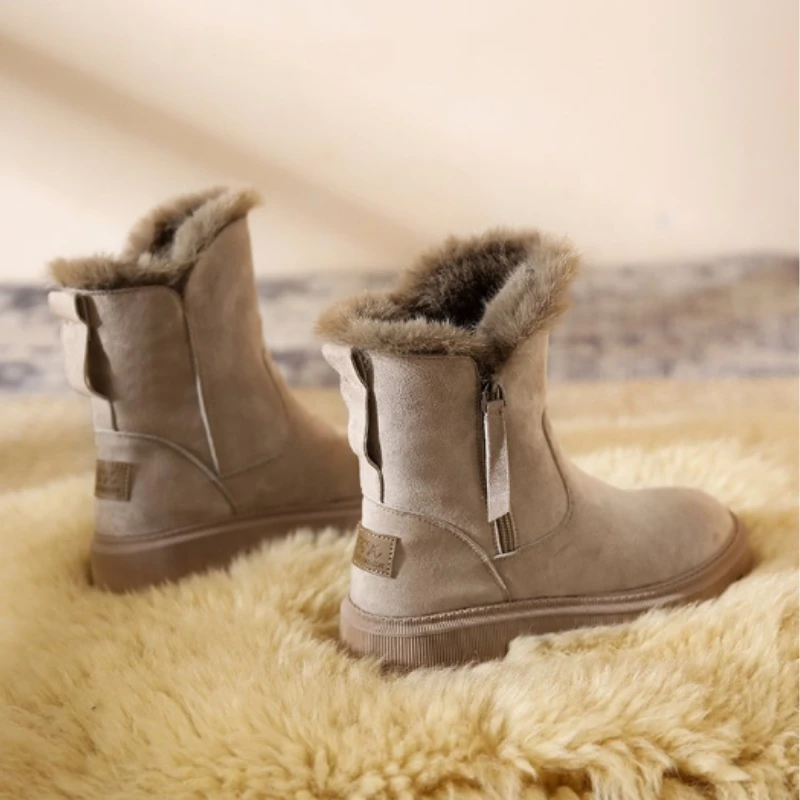Women's Snow Boots Women's Boots Middle Calf Comfortable Warm Keeping Plush Zipper Women's Boots Casual Women's Winter Boots New
