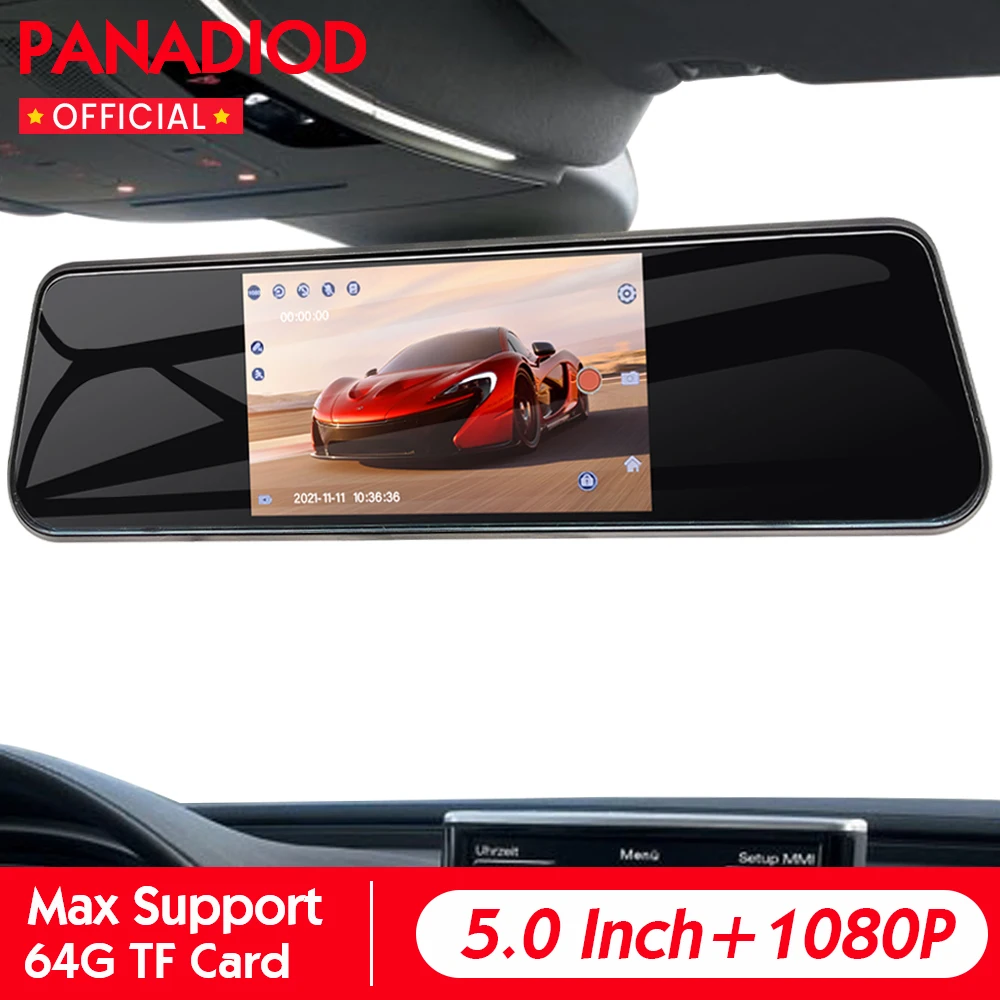 Автомобильное зеркало заднего вида с сенсорным экраном 1080P FHD 5 дюймов для