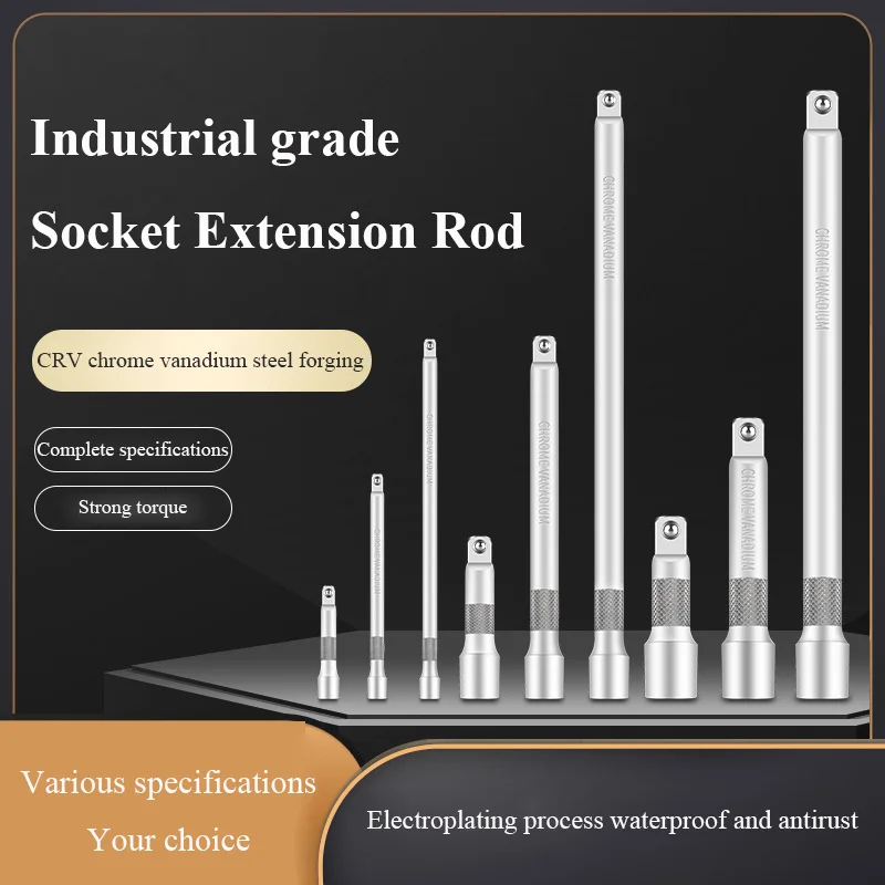 

1/4 3/8 1/2 Socket Ratchet Wrench Extension Bar 53/75/100/125/160/250mm Long Bar Steering Sleeve Connecting Rod Accessories Tool