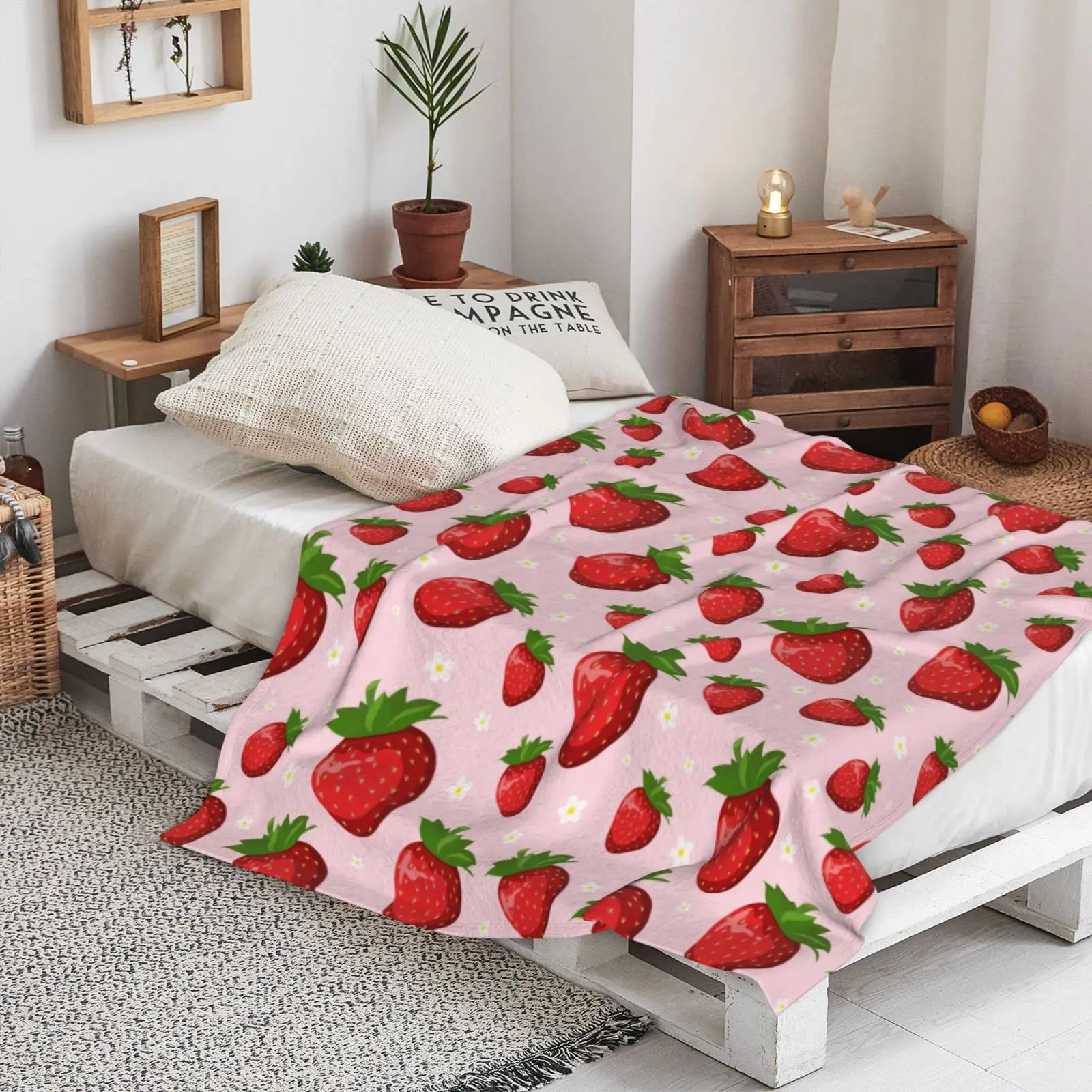 

KACISSTY Fashion Blankets Sweet Strawberries 3D Printed Flannel Blanket Bed Throws Adult Kids Baby Coay Quilts Dropshipping