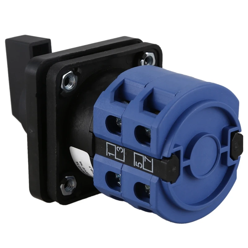 Фото 2X AC660V 25A 2-полюсный 3-позиционный мгновенный пластиковый поворотный переключатель синий + черный №3