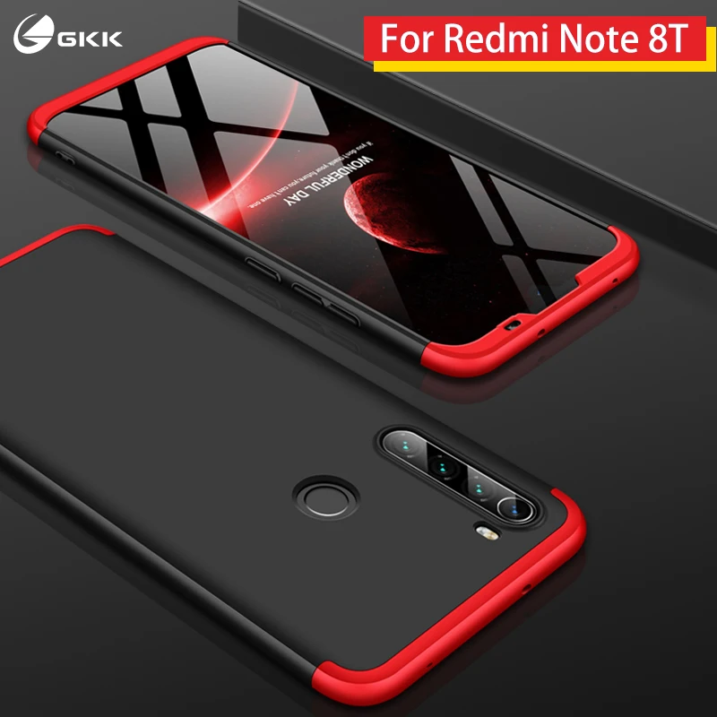 

GKK Full protection For Xiaomi Redmi Note 8T Case Anti-knock Hard PC Matte With Glass Cover For Xiaomi Redmi Note 8T Coque Funda